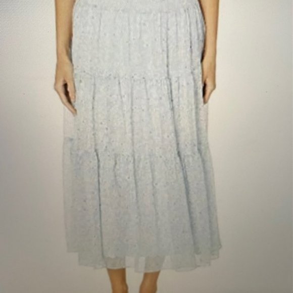 Ralph Lauren Floral Georgette Peasant Skirt, English Blue, Size 2 - Picture 2 of 7